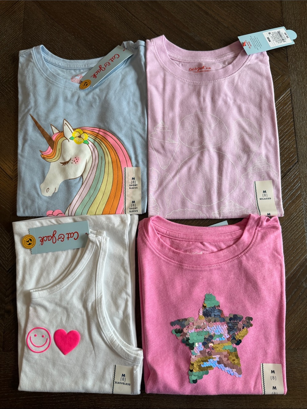 Cat & Jack Girls' Tee & Tank Set Size Medium M (8) New NWT